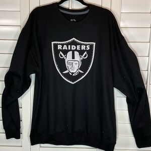 RAIDERS NATION FOOTBALL ALL OVER Rhinestone Sweatshirt S M L XL WOW!